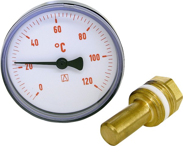 Afriso Bimetall Thermometer 0-120 °C 63 mm durch. Kunststoffgehäuse rot