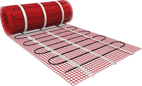 Dünnbett Heizmatte z.Einbau in Fliesenkleber, 2,0x0,5m= 1,0m², 150W Fußbodenheizmatte