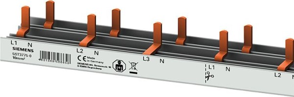 Stiftsammelschiene, 10mm² 3p/N für AFDD + FI/LS / 1000mm Siemens 5ST3775-0 (55TE)