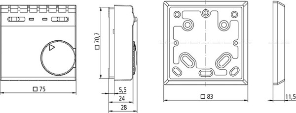 Theben Adapterplatte für UP-Dose, 83x83mm
