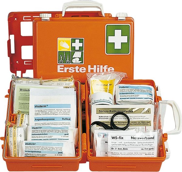 Erste-Hilfe-Koffer mit Füllung nach DIN13 157 260x170x110 mm / orange
