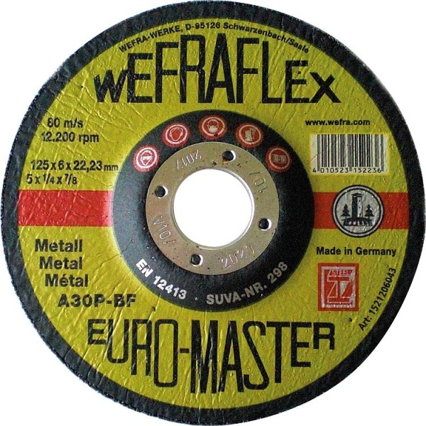 Schruppscheibe Euromaster für Metall 125 x 6 x 22 mm