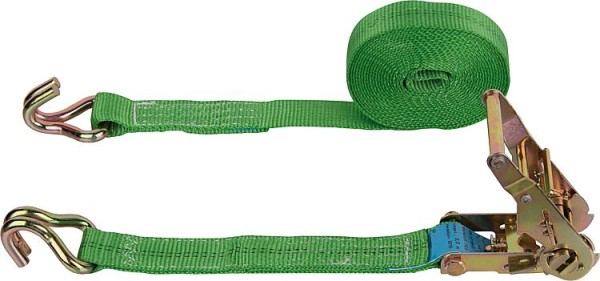 Verzurrgurt, zweiteilig DIN EN12195-2 Grün, Gurt 35mm, Länge 4,0m