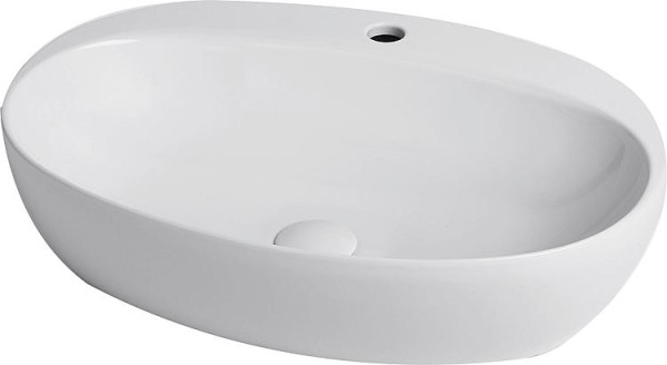 Aufsatz-Waschtisch Elanda 600x420 mm mit Hahnloch Keramik weiß glänzend