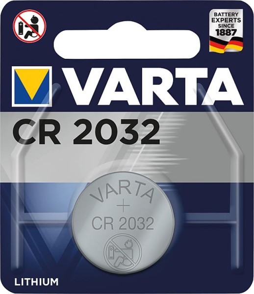 Varta Lithium Knopfzelle CR2032, 3,0 Volt 1er Blister