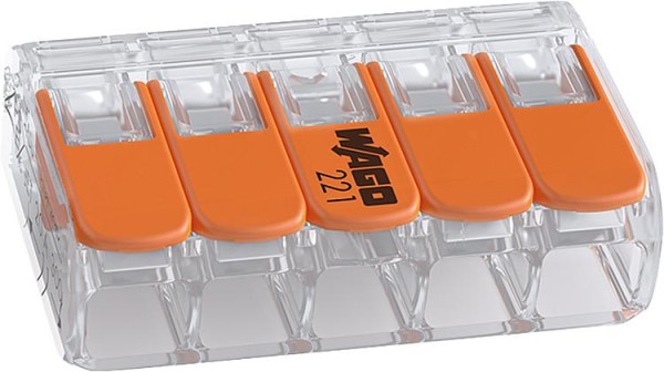 Verbindungsklemmen Wago, 6mm² 5-Leiter-Klemme Typ 221-615 VPE=15 Stk.