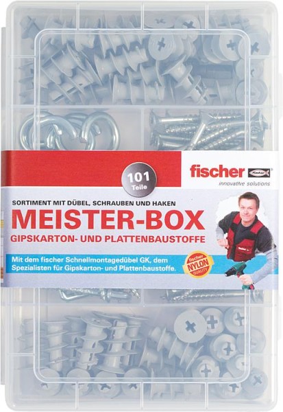 Fischer Dübelbox Gipskarton inkl. Schrauben + Haken, 101 teilig Meister-Box GK Dübel Box 513892