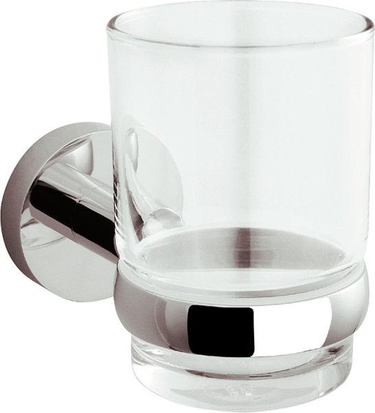 Glashalter EIGHT mit Glas klar, Metall verchromt inkl. Befestig.
