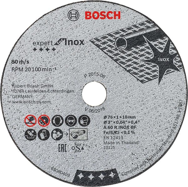 Trennscheibe Bosch für Edelstahl d=76mm, VPE = 5 Stück 2608601520