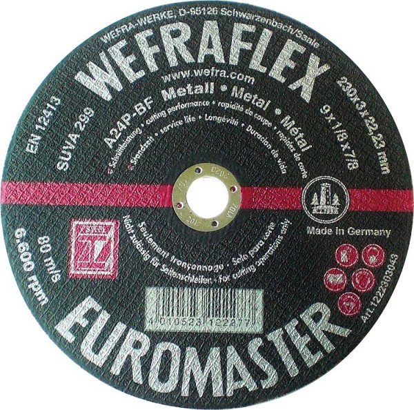 Trennscheibe Euromaster gerade für Metall 230 x 3 x 22 mm