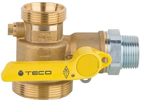 Teco Gasabsperr Kugelhahn mit GS 2,5m³/h Einrohrzähler, Eckform