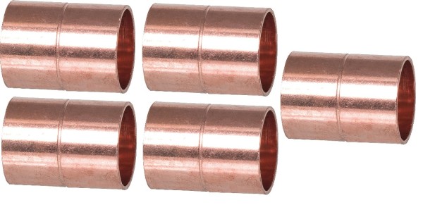 5 Stück Kupfer Lötfitting Muffe mit Anschlag 5270 Größe: 10 mm
