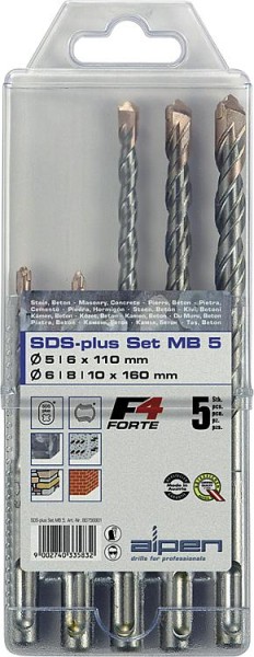 ALPEN SDS-Plus HammerbohrersetKunststoffbox SDS-plus Set MB5-tlg.