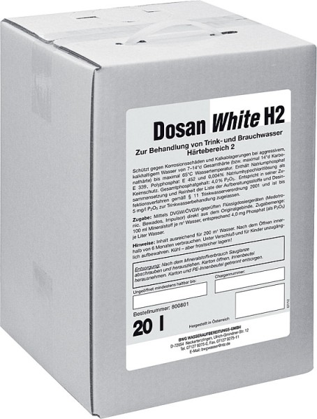 BWG Wasserchemie Dosan White H2 20 kg Härtebereich 2=(7-14 dH) Wirkstoff für Trinkwasser