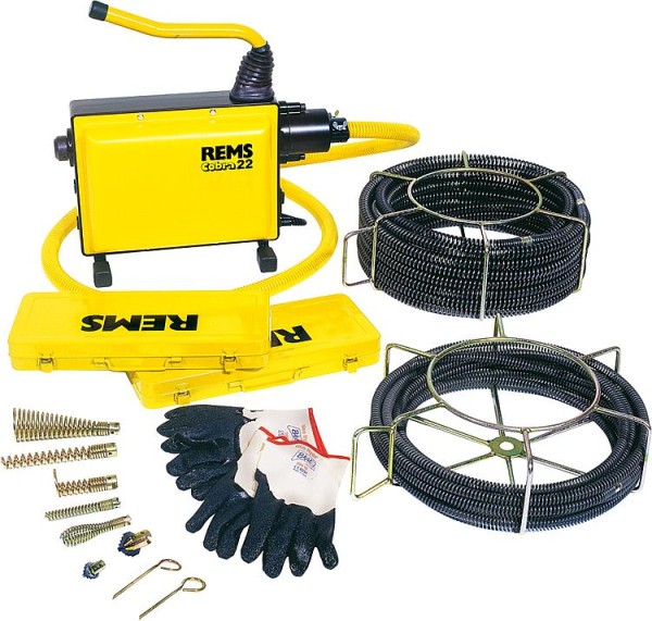 REMS Cobra 22 Set 16 + 22 elektr. Rohrreinigungsmaschine Teilspiralen 16mmx2,3m 5Teilspiralen