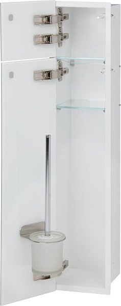 WC Wandcontainer innen weiß 2 weiße Glastüren 1 Leerfach 180x825mm lilnks