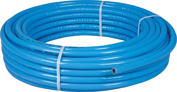 Mehrschichtverbundrohr PEXAL 26x3mm, Rolle à 50m 10mm Isolierung blau