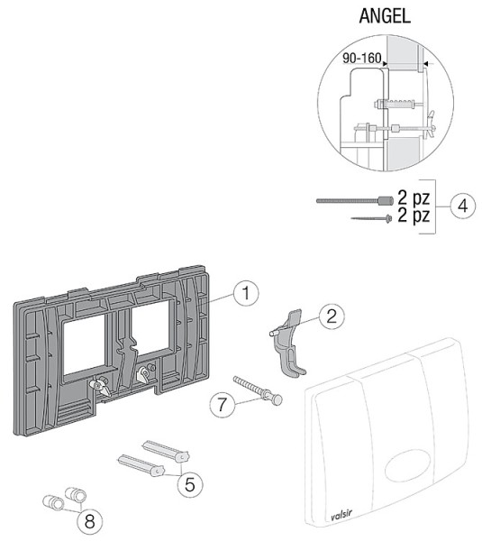 Valsir Angel 1-Mengen Befestigungsrahmen VS0804103