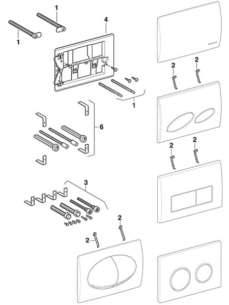 Geberit 240.639.00.1 Drückerstangen- und Distanzbolzen-Set