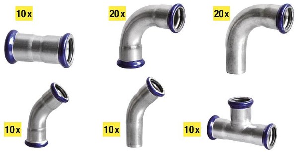 Pressfitting Edelstahl Paket D: 28mm M-Kontur