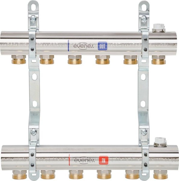 Heizkreisverteiler Evenes Typ M1.9, DN25(1") Messing, 9 Heizkreise