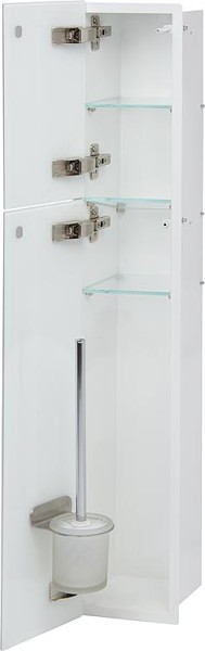 WC Wandcontainer innen weiß 2 weißen Glastüren 2 Leerfächer 180x975mm Anschlag links