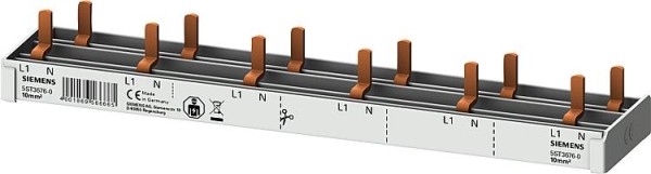 Stiftsammelschiene, 10mm² 1p/N für 6x AFDD + 6x 1p FI/LS Siemens 5ST3676-0 (12TE)