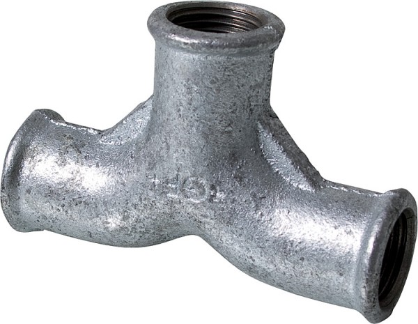 Tempergussfitting verzinkt Nr. 132, Zweibogen-T, Ø 3/4"