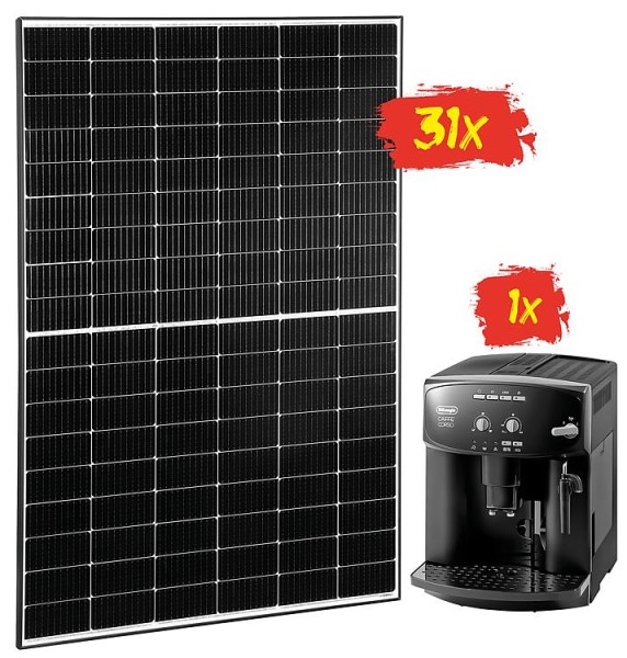 PV Panel Aktionsset - schwarzer Rahmen + DeLonghi Kaffeevollautomat