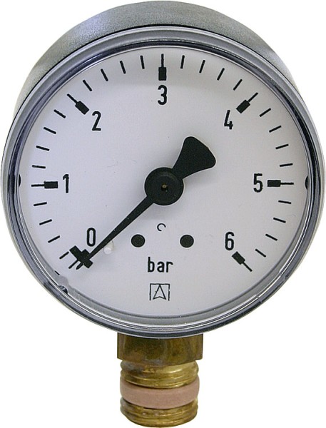 RF Manometer 50 mm radial 0-6 bar Anschluß 1/4" radial (unten) Rohrfeder 63122