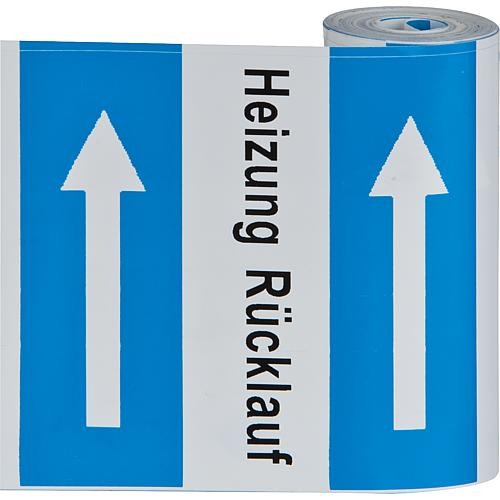 Klebebezeichnungsbänder "Heizung RL" 78 mm breit, Rolle á 5m Simplex