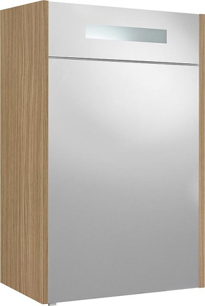 Spiegelschrank m. bel. Blende Eiche natur, 1 Tür, Anschlag rechts, 600x750x188 mm
