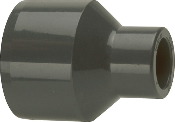 PVC-U - Klebemuffe Reduktion lang, 90 x63 mm, mit Klebstutzen u. Klebmuffe