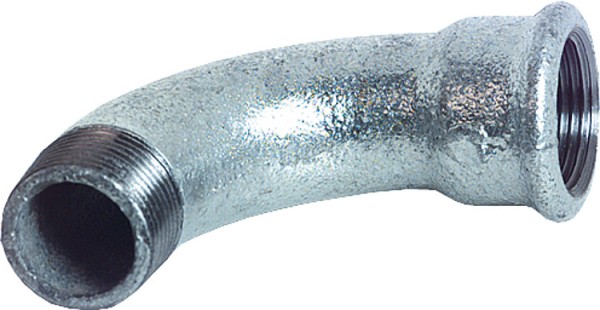 Tempergussfitting verzinkt Nr.1 langer Bogen I/A, Ø 3/8"