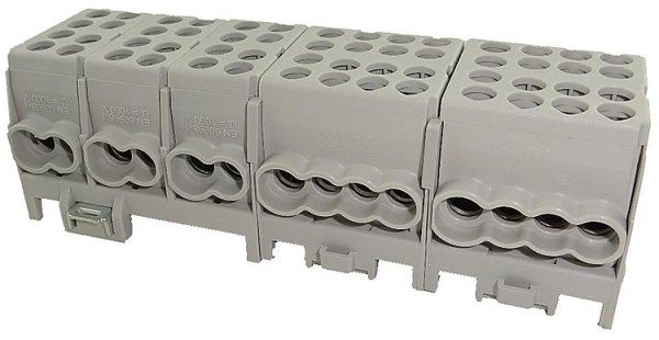 Hauptleitungs-Abzweigklemme Farbe: 5x grau, 5-polig 10xEing. 25mm²/18xAusgang 16mm²