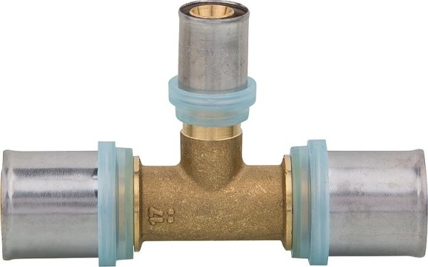 Pressfitting EVENES für MSVR T-Stück Mittelabgang reduziert 26x3-16x2-26x3mm, TH-Kontur