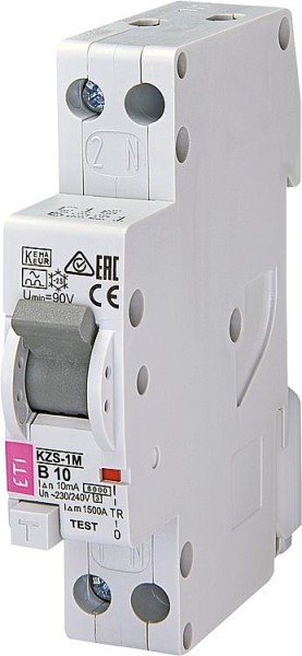 FI/LS-Schalter KZS-1M,1-polig+N in 1 TE, C13A, 10mA, 6kA
