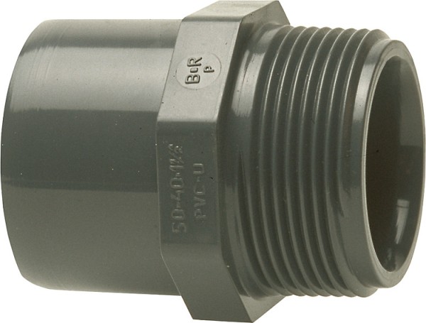 PVC-U - Klebefitting Übergangs-Muffennippel, 32/25 mm x 1", AG