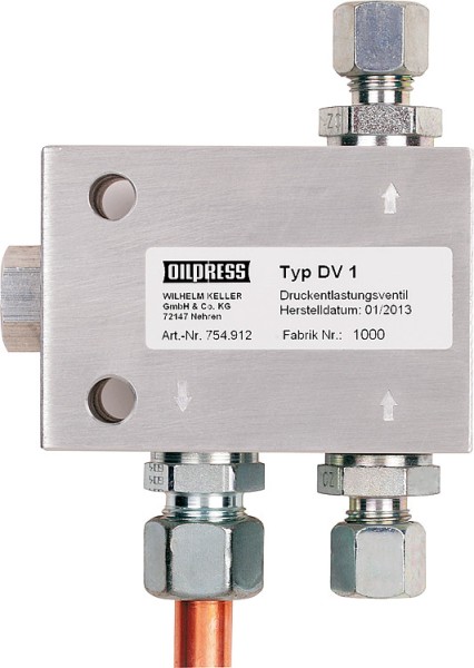 Druckentlastungsventil DV 1, für Druckspeicheraggregate Oilpress