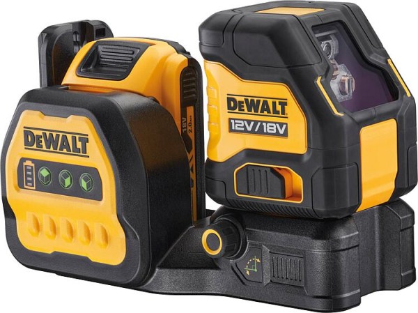 Akku-Kreuzlinienlaser DeWALT 12/18V DCE088D1G18-QW, grün, mit 1x 2,0 Ah Akku und Ladegerät