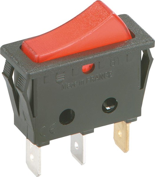 Wipp-Schalter schwarz mit roter Kontroll-Lampe 1-polig