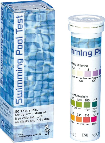 Schwimmbad Test zur Bestimmung von Chlor, Gesamtchlor, Alkalinität Gesamthärte und pH