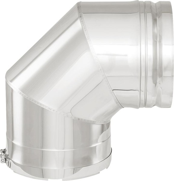 Doppelwandiges Abgassystem Bogen 90°- DN 130 incl.Klemmband für Unterdruckbetrieb