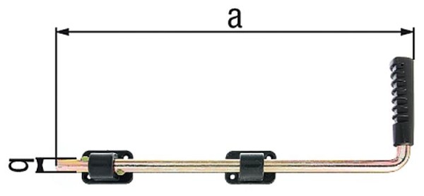 Bodenschieber mit schwarzem Griff, 400 mm, Ø 16 mm, galv. verzink, dickschichtpassiviert.