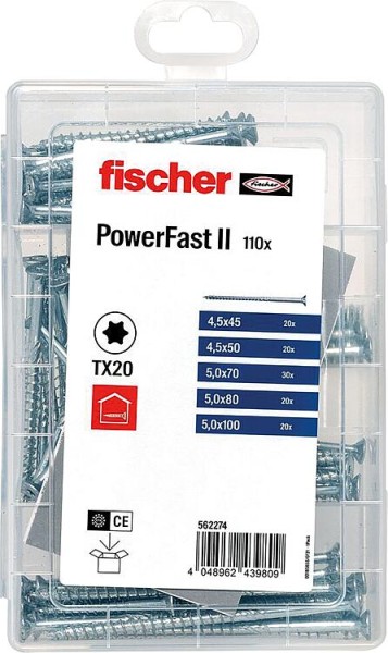 Schraubensortiment, Meisterbox PowerFast II, Senkkopf Teilgewinde, Torx®, 110- teilig