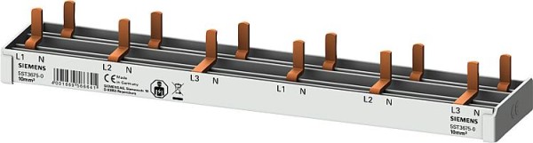 Stiftsammelschiene, 10mm² 3p/N für 6x AFDD + 6x 1p FI/LS Siemens 5ST3675-0 (12TE)