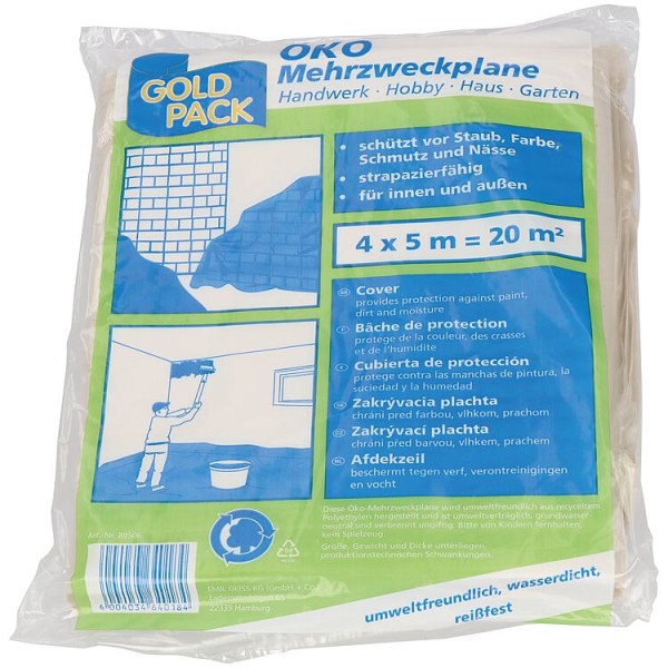 Öko-Mehrzweckplane aus Recycling-LDPE 4 x 5 Meter, 20 qm, VPE 1 Stück