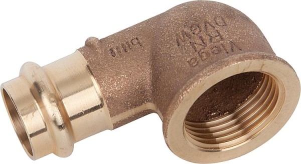 Sanpress Übergangswinkel 90° Modell 2214.2 mit V-Contur d 22 mm x 3/4" Viega