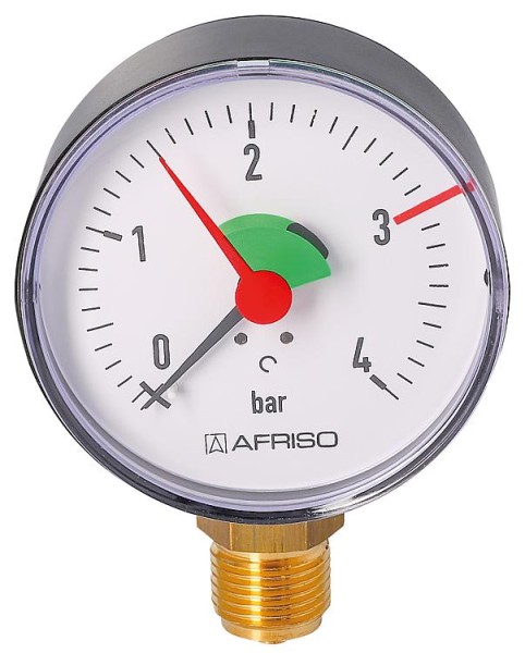 Afriso Heizungsmanometer radial 80 mm durch, 1/2" Manometer