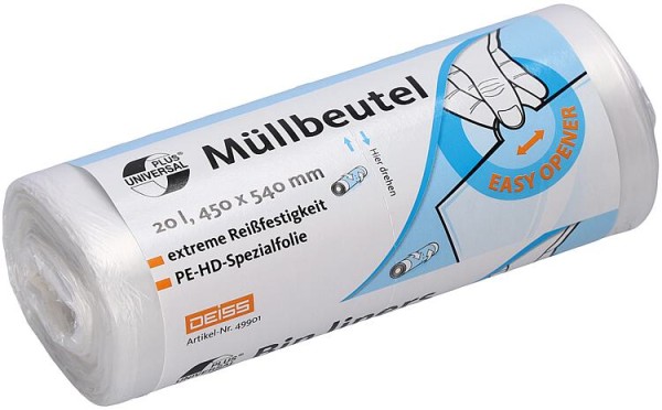 UNIVERSAL PLUS ® - Müllbeutel aus HDPE 60 l, VPE 50 Stück